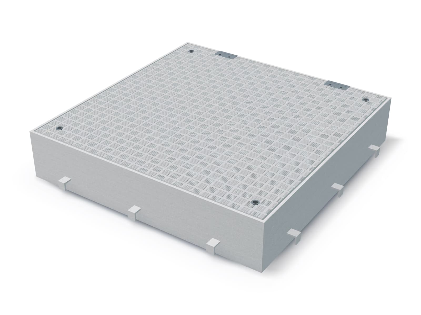 Capac cu tablă striată, aluminiu, cuvă 75 mm, clasa A15, vedere 3/4