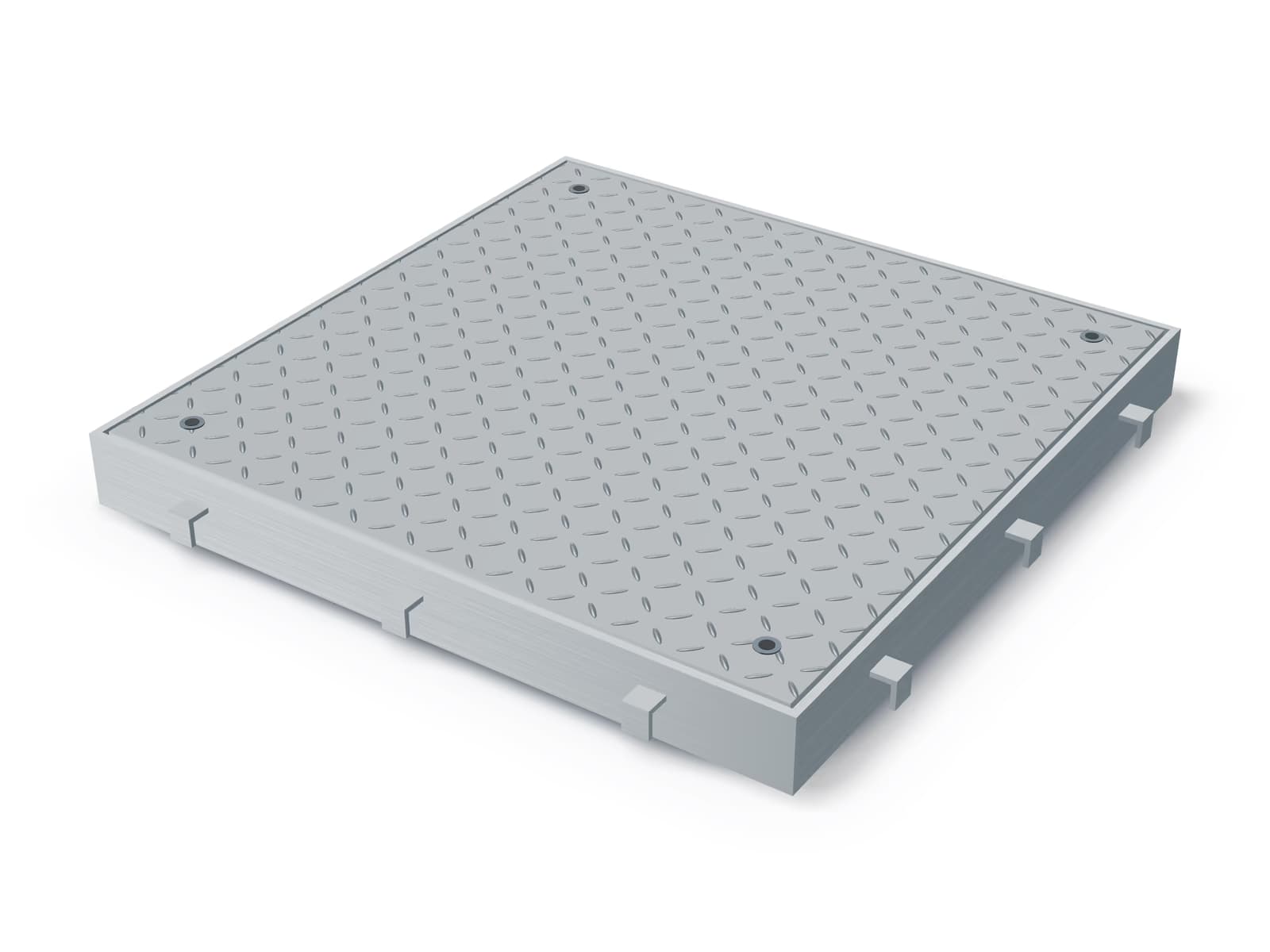 Capac cu tablă striată, oțel inoxidabil, cuvă 60 mm, vedere 3/4